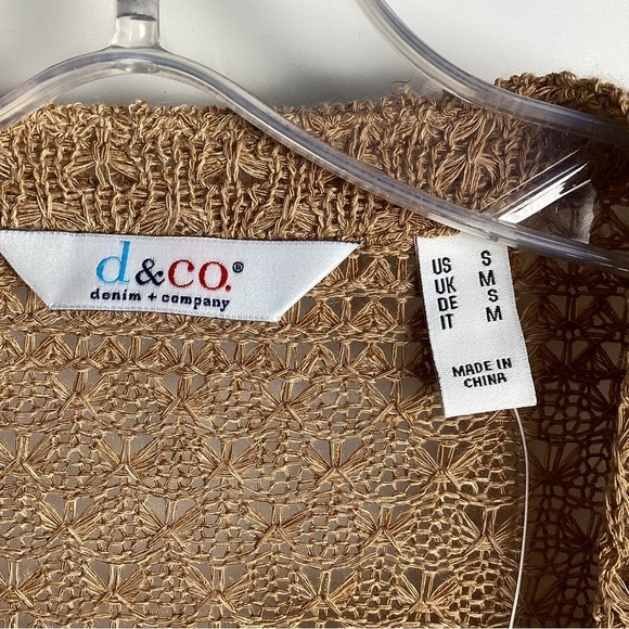 D&CO NWT Open front Knit Cardigan Size Small green/ Tan. - Picture 8 of 14